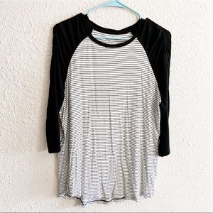 Maurices 24/7 striped raglan tee size Large